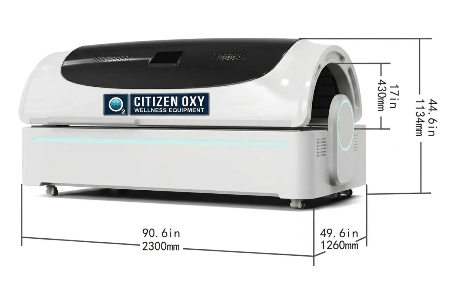 CO-4400 white chamber closed with dimensions